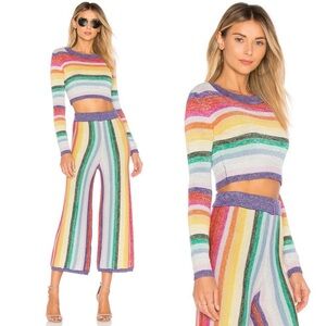 Lovers + Friends Metallic Rainbow Stripe Crop Set